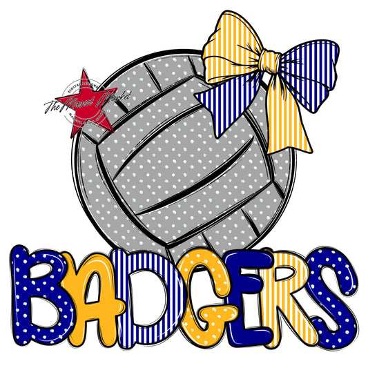 Badgers Volleyball Spirit Design-Blue & Yellow