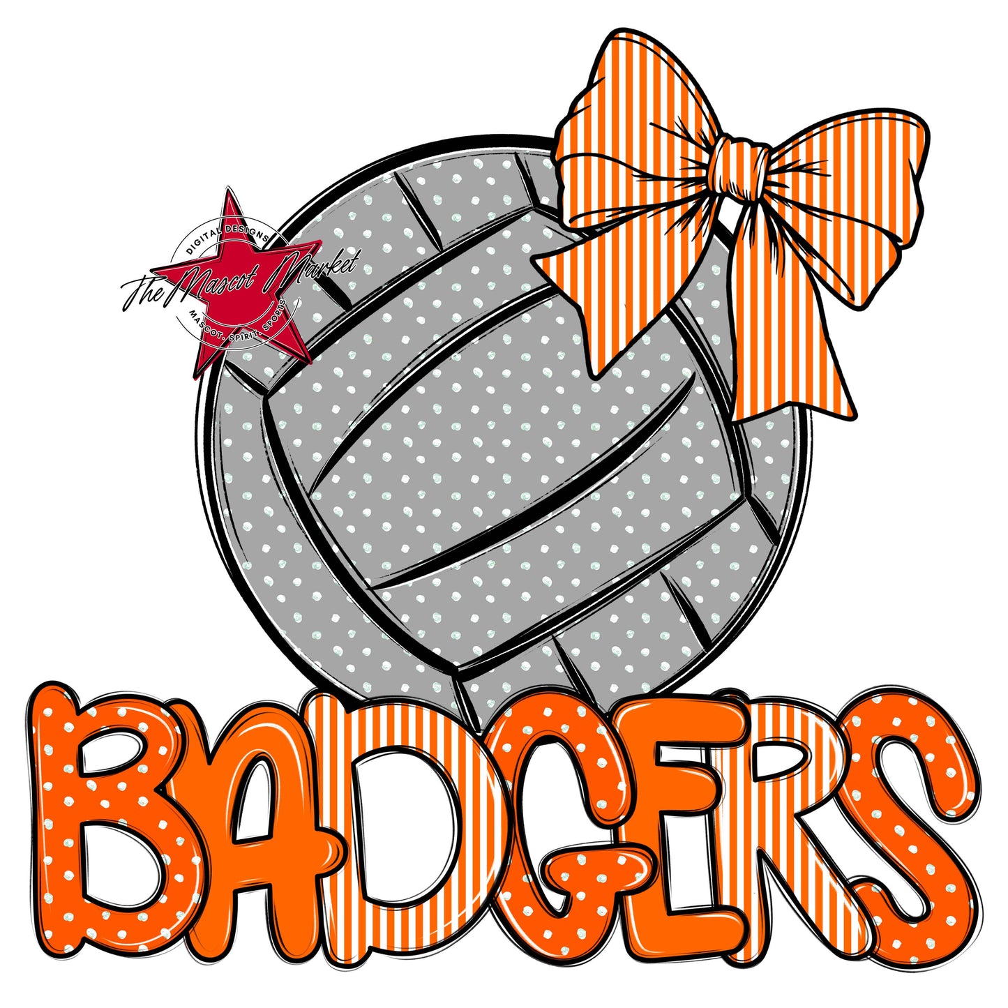 Badgers Volleyball Spirit Design-Orange