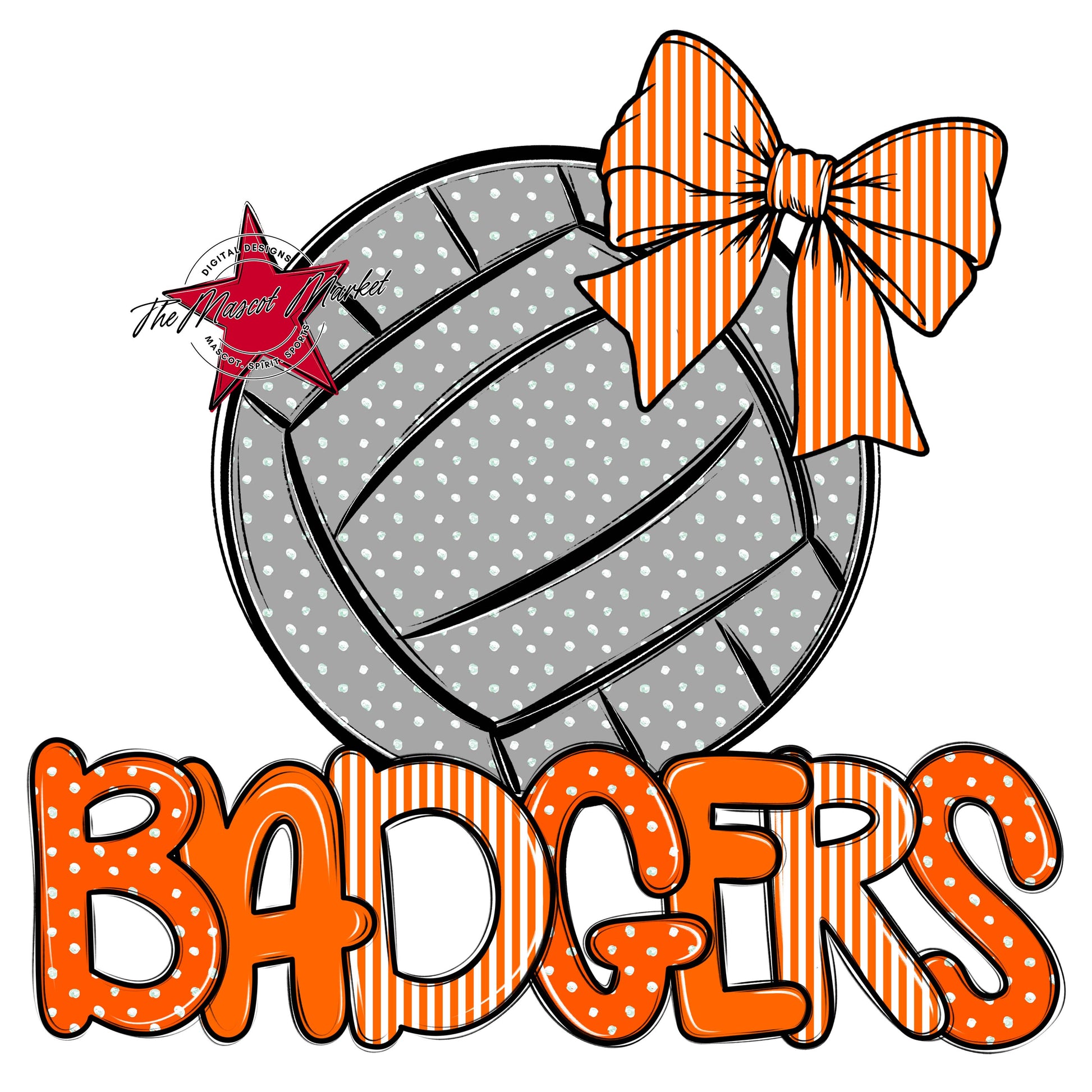 Badgers Volleyball Spirit Design-Orange