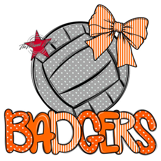Badgers Volleyball Spirit Design-Orange