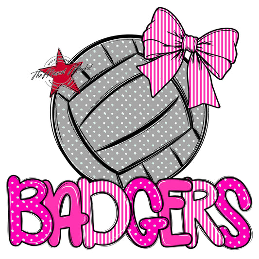 Badgers Volleyball Spirit Design-Pink