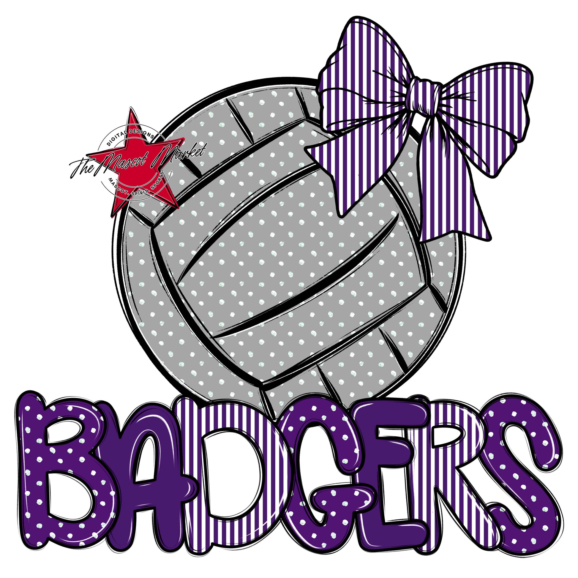 Badgers Volleyball Spirit Design-Purple