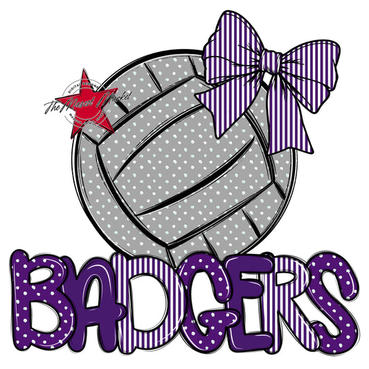 Badgers Volleyball Spirit Design-Purple