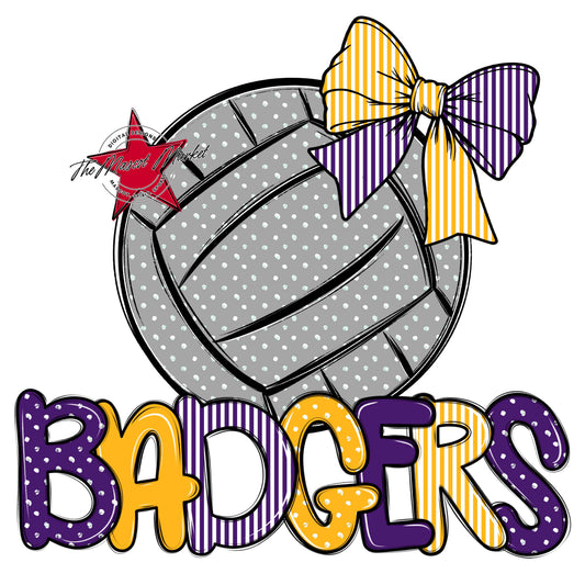 Badgers Volleyball Spirit Design-Purple & Yellow