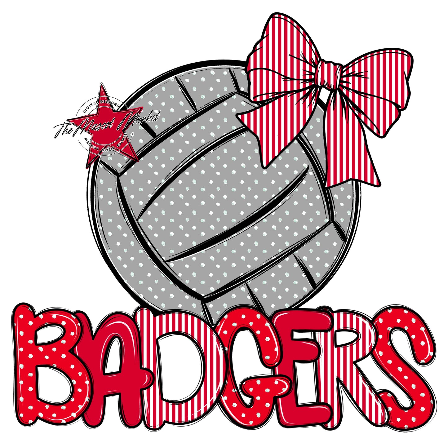 Badgers Volleyball Spirit Design-Red