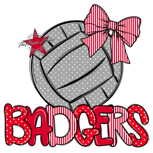 Badgers Volleyball Spirit Design-Red