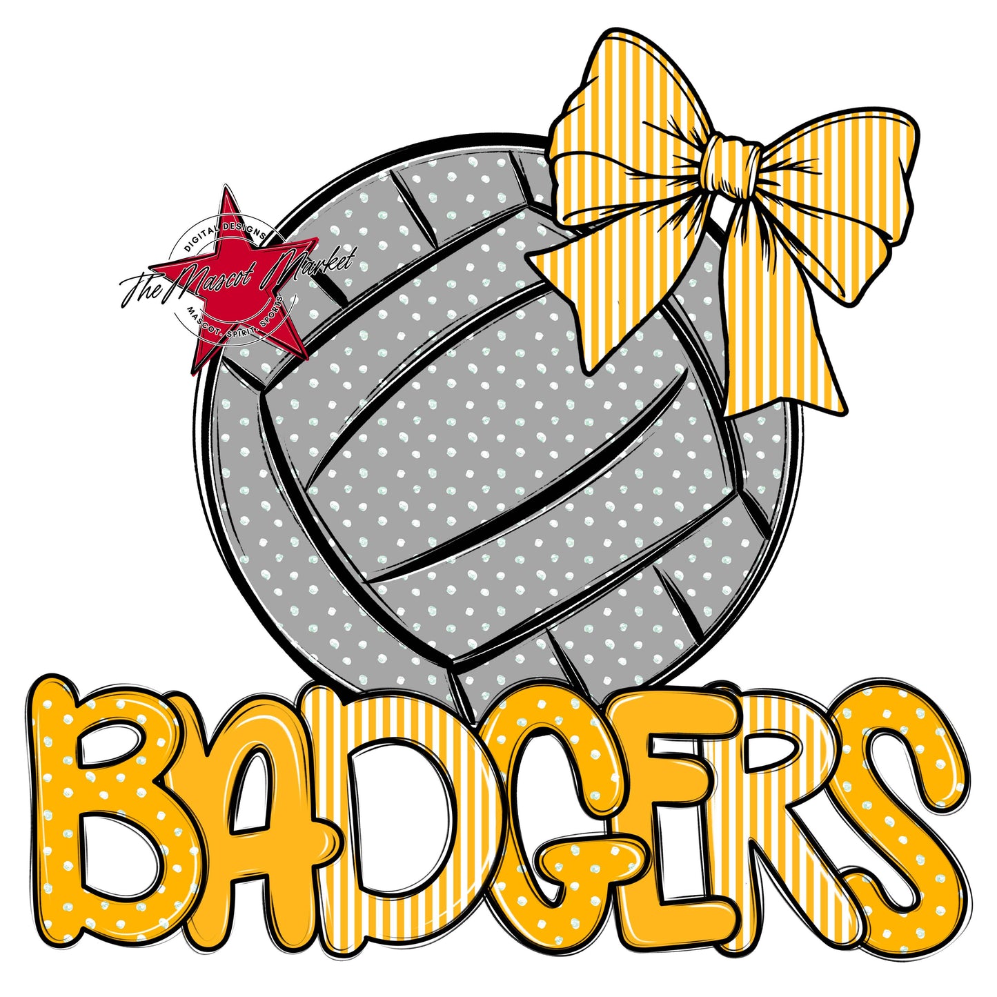 Badgers Volleyball Spirit Design-Yellow
