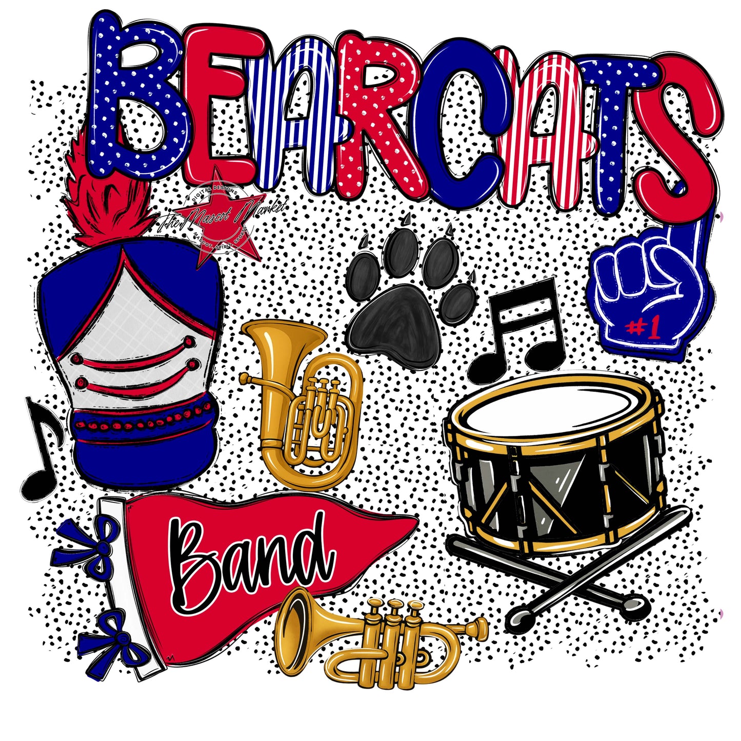Bearcats Band Spirit-Blue & Red