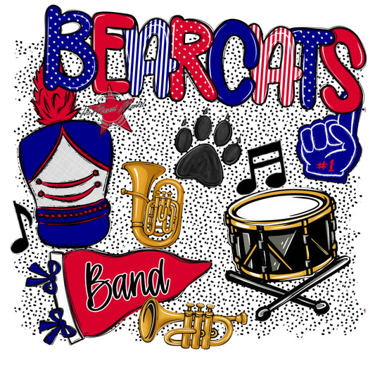 Bearcats Band Spirit-Blue & Red