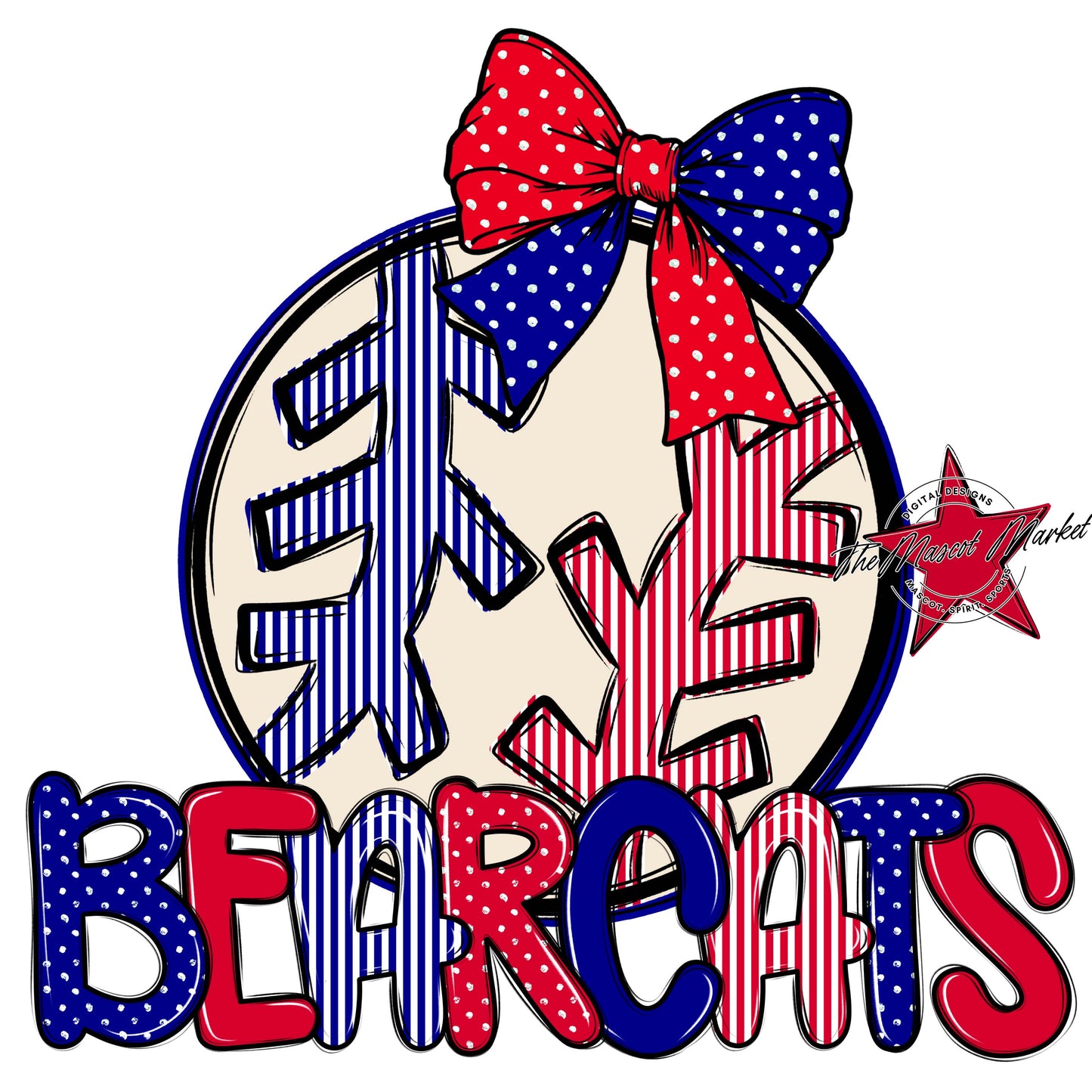 Bearcats Baseball-Softball Spirit Design-Blue & Red