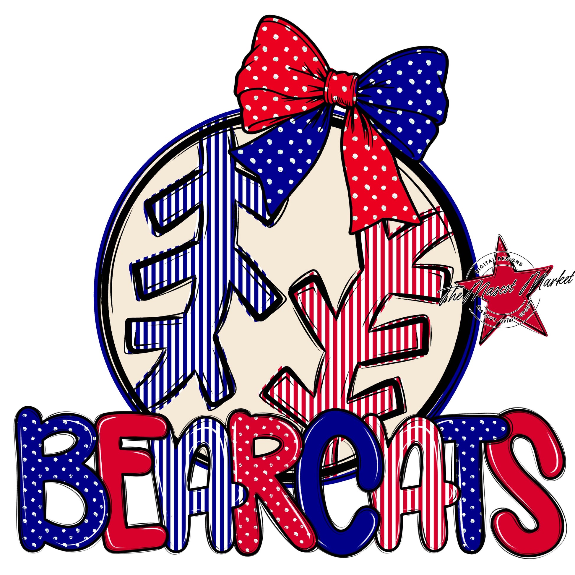 Bearcats Baseball-Softball Spirit Design-Blue & Red