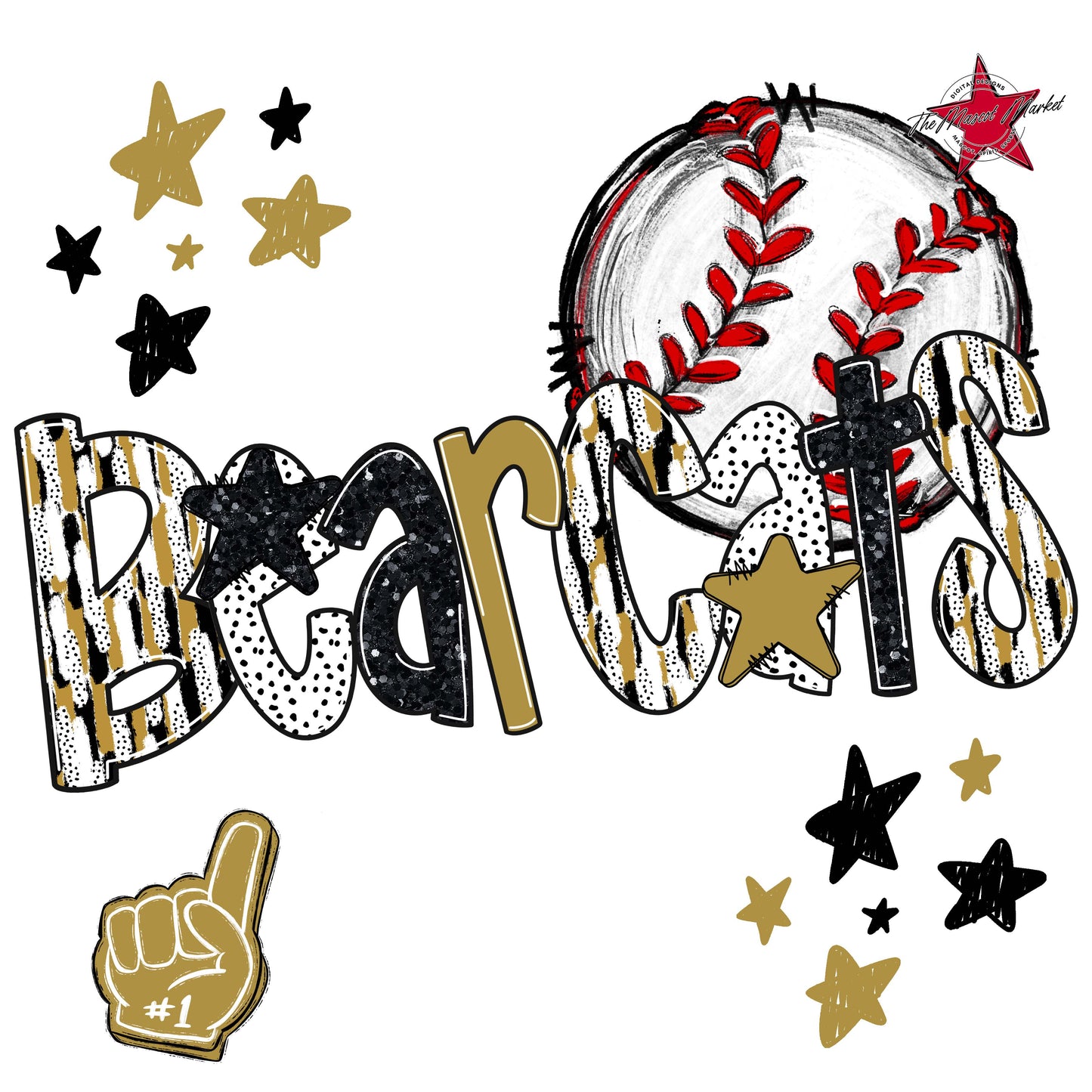 Bearcats Baseball Scrape-Gold