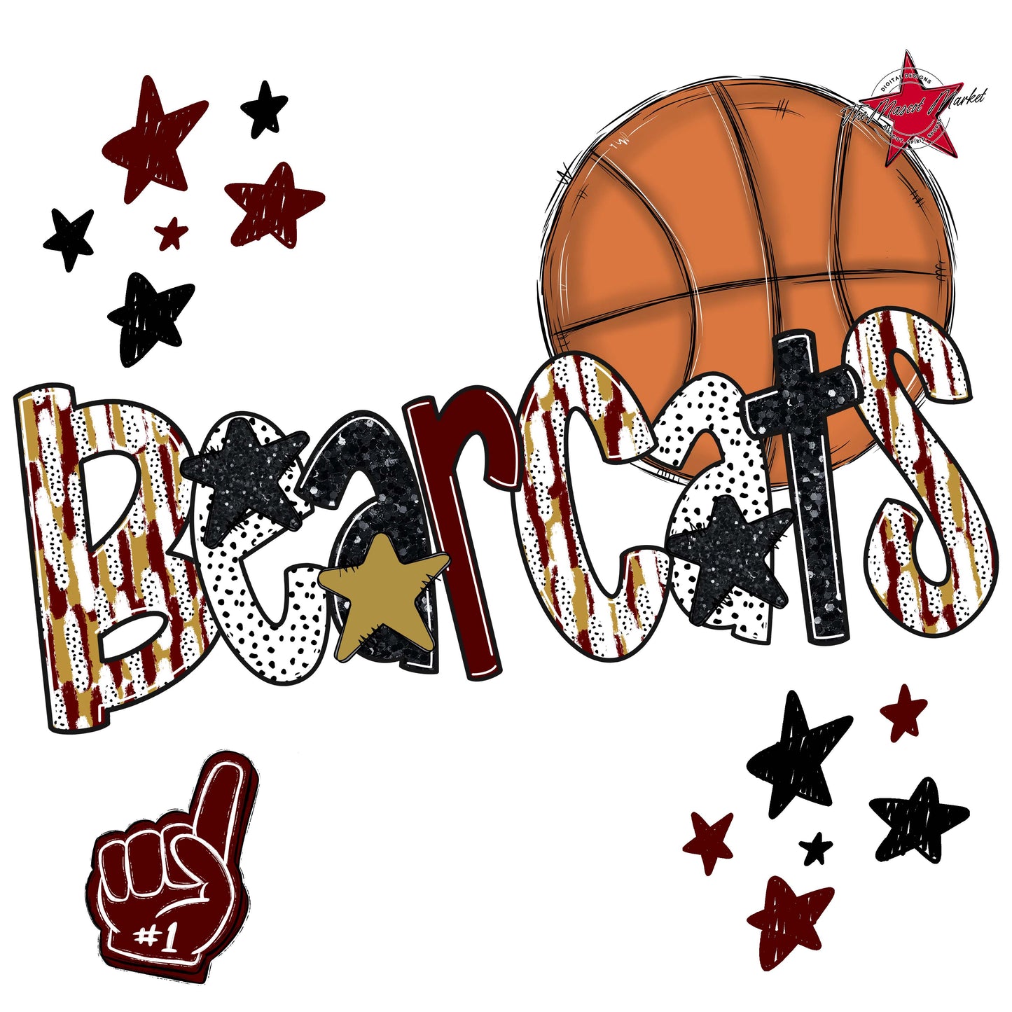 Bearcats Basketball Scrape-Maroon & Gold