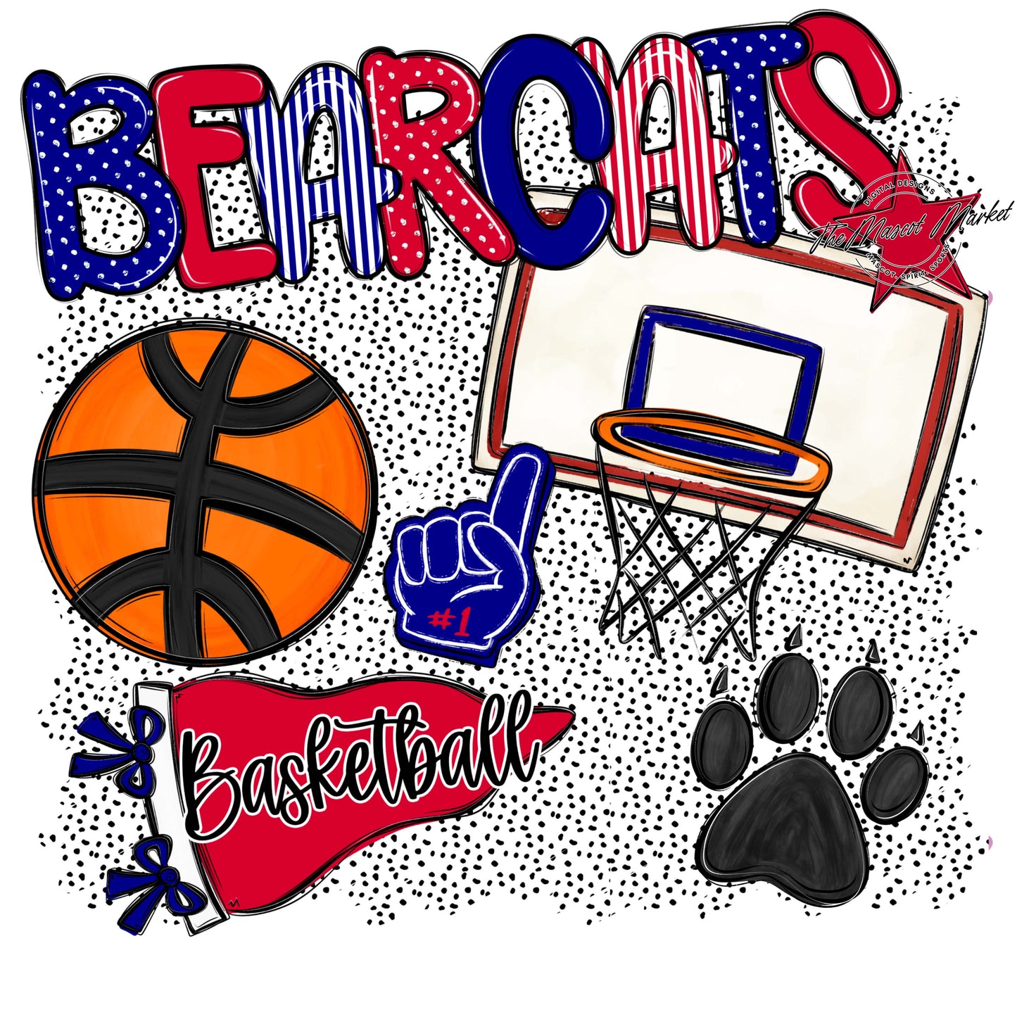 Bearcats Basketball Spirit-Blue & Red