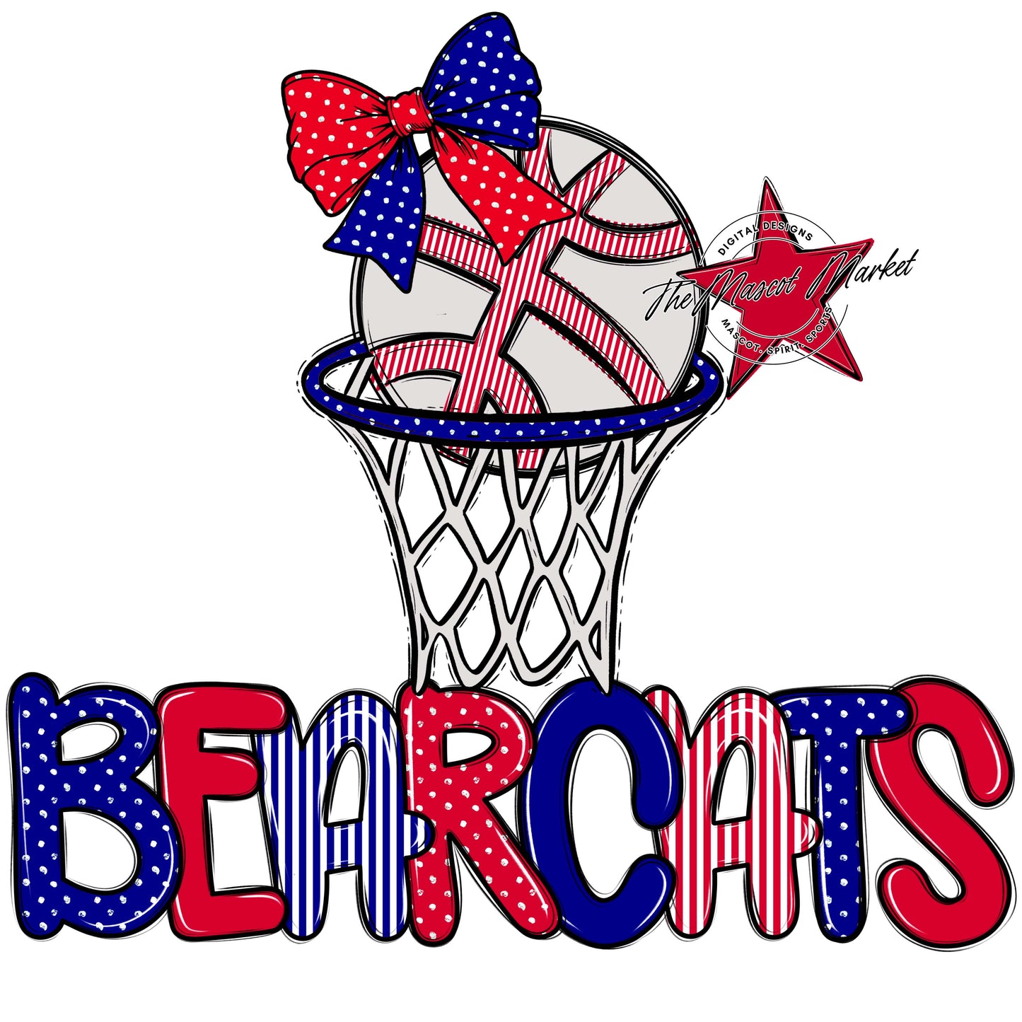 Bearcats Basketball Spirit Design-Blue & Red