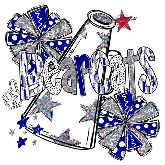 Bearcats Cheer Megaphone Scrape-Blue