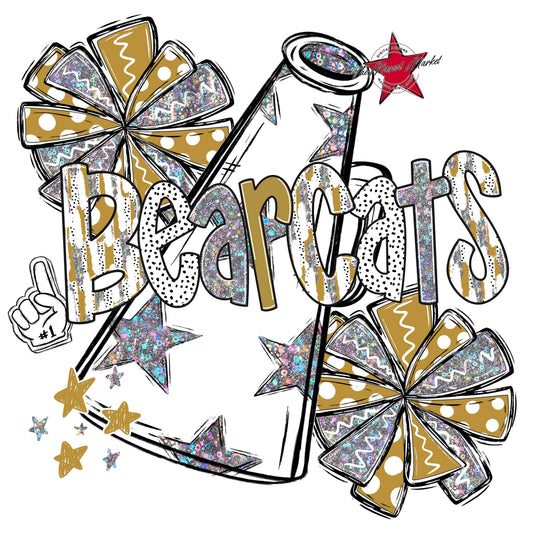 Bearcats Cheer Megaphone Scrape-Gold
