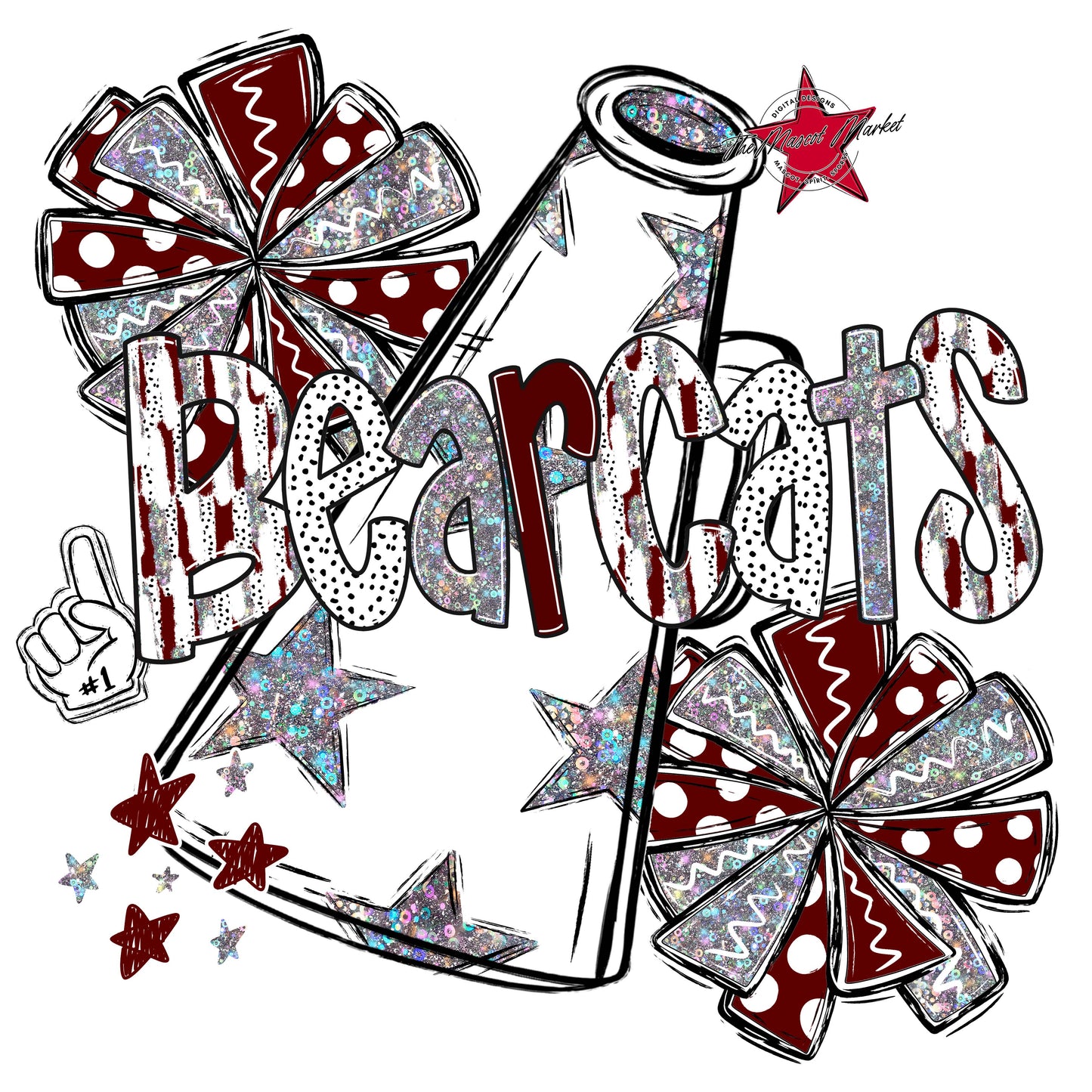 Bearcats Cheer Megaphone Scrape-Maroon