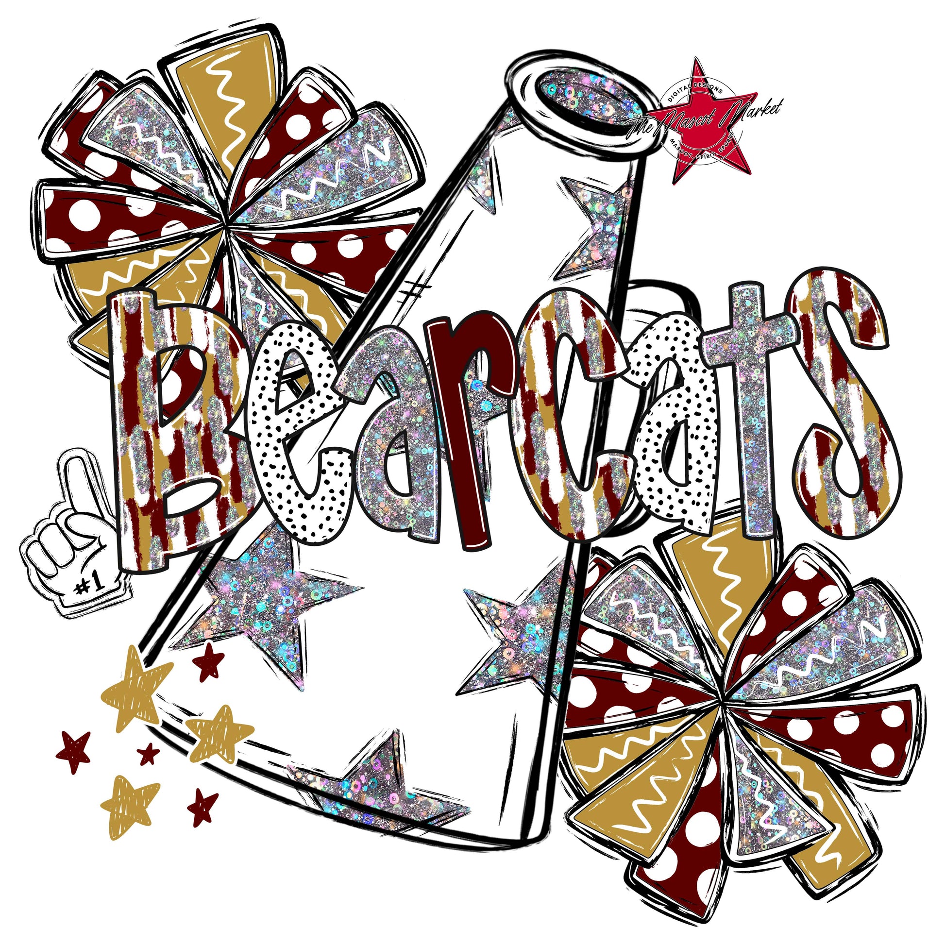Bearcats Cheer Megaphone Scrape-Maroon & Gold