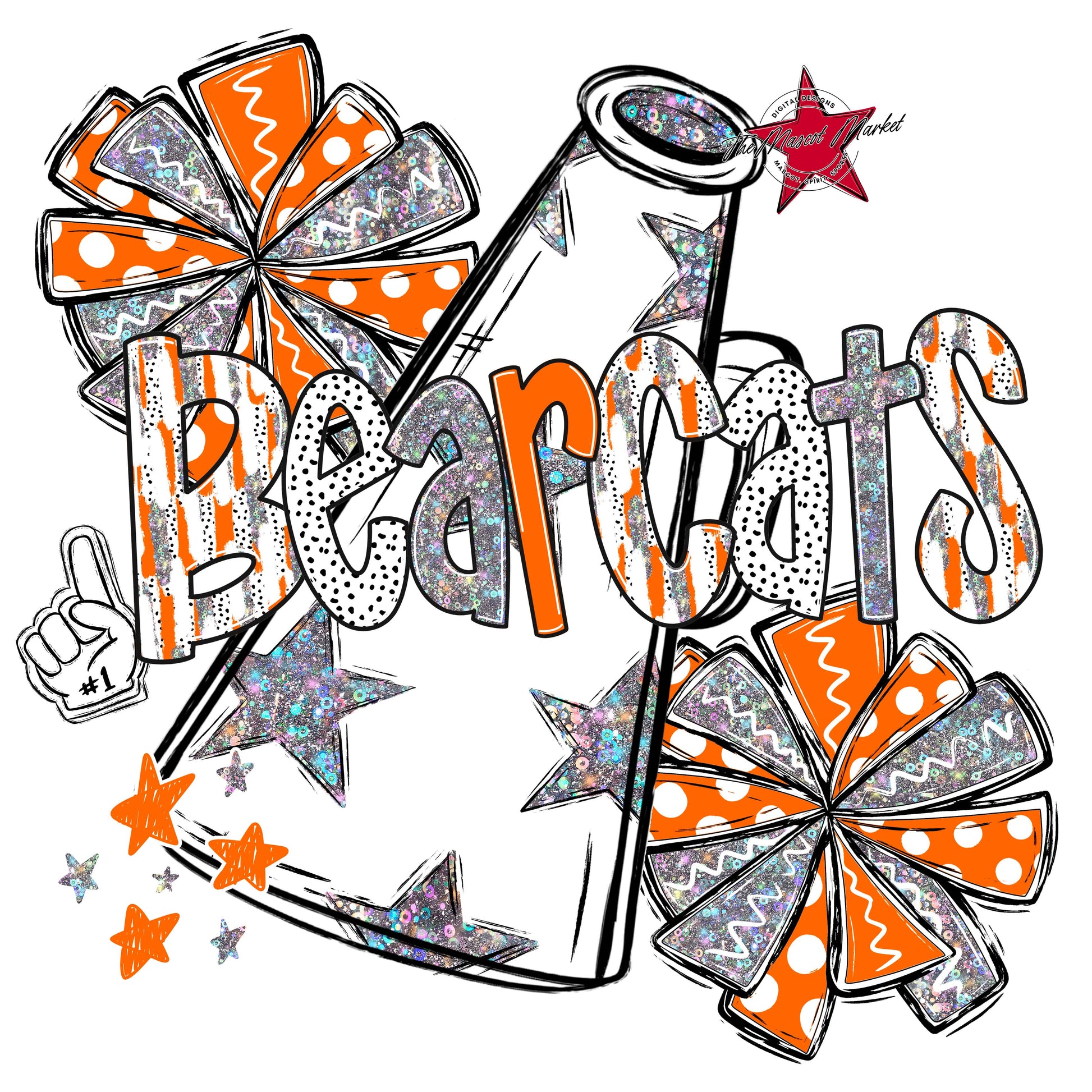 Bearcats Cheer Megaphone Scrape-Orange