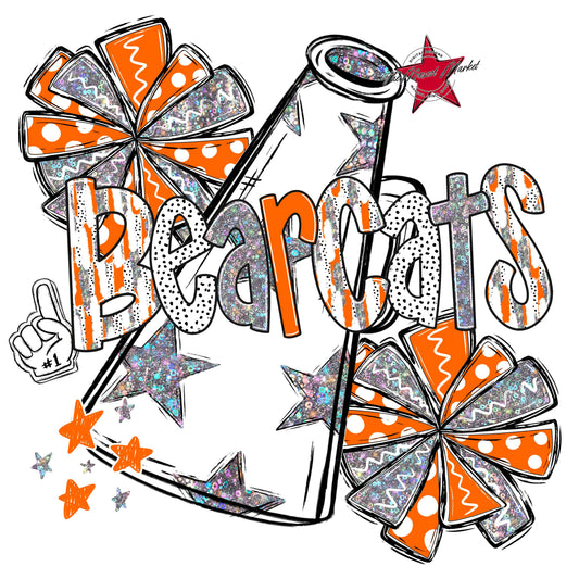 Bearcats Cheer Megaphone Scrape-Orange