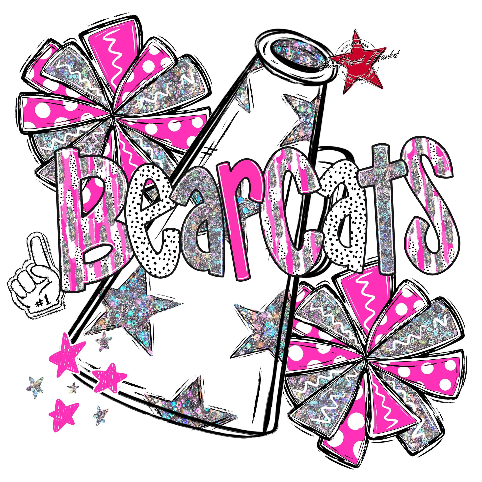 Bearcats Cheer Megaphone Scrape-Pink
