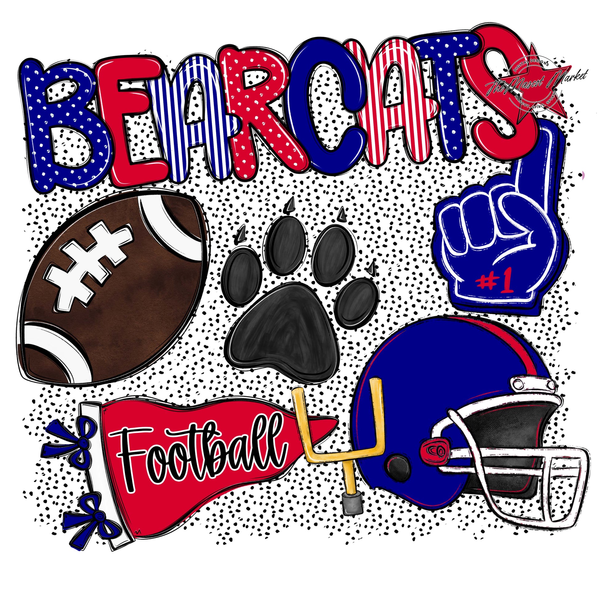 Bearcats Football Spirit-Blue & Red