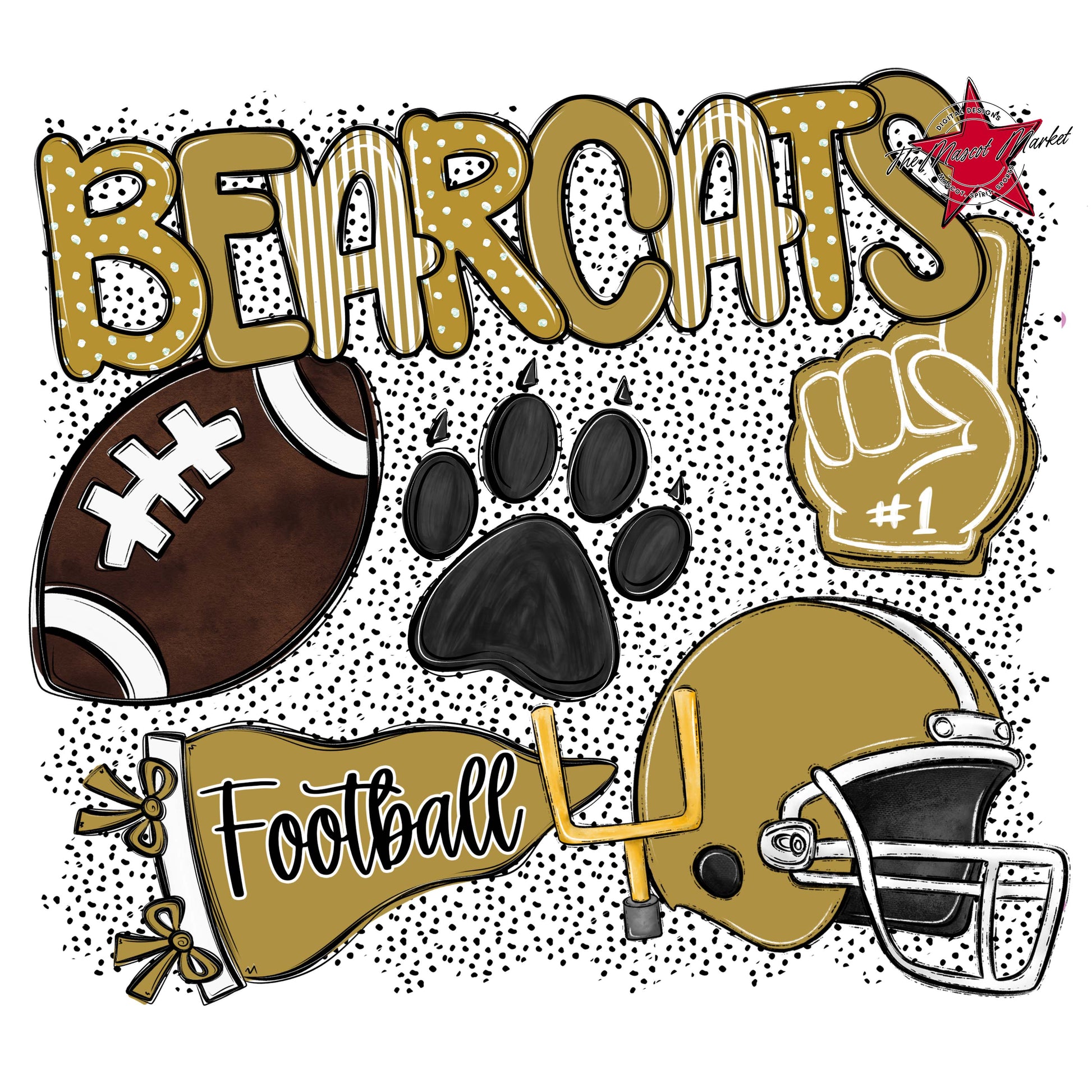 Bearcats Football Spirit-Gold