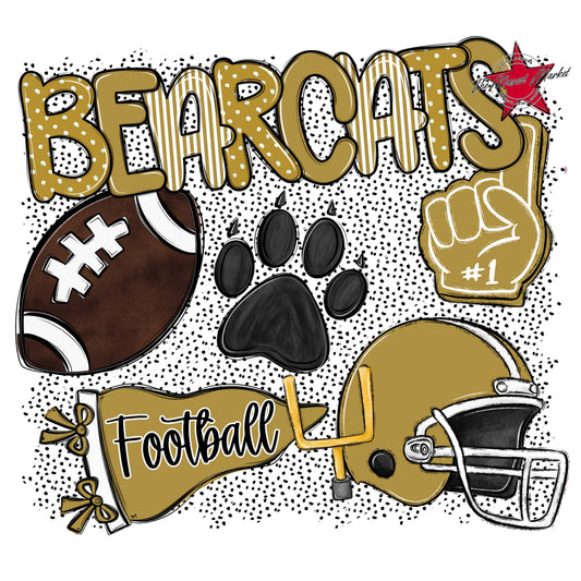 Bearcats Football Spirit-Gold