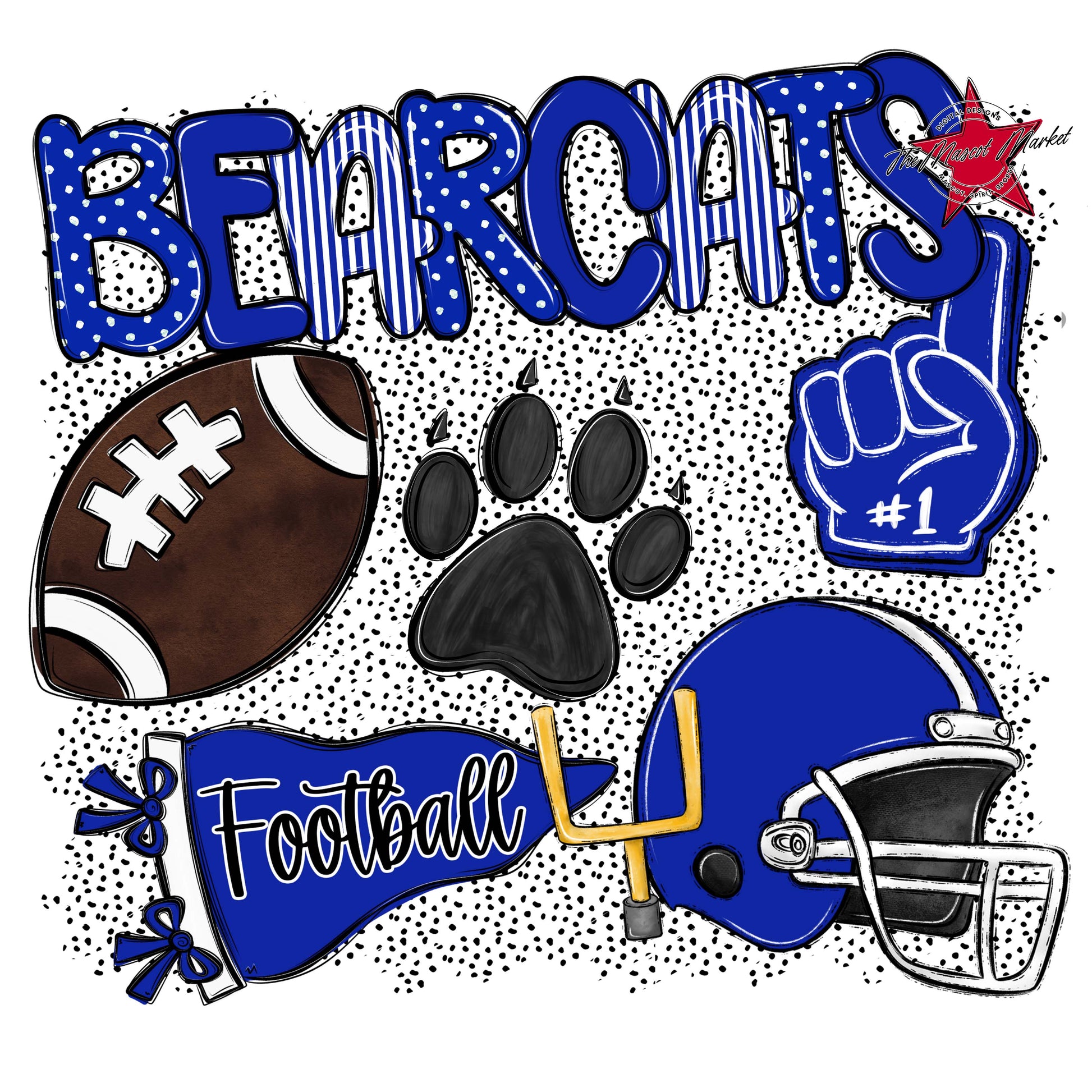 Bearcats Football Spirit-Royal Blue