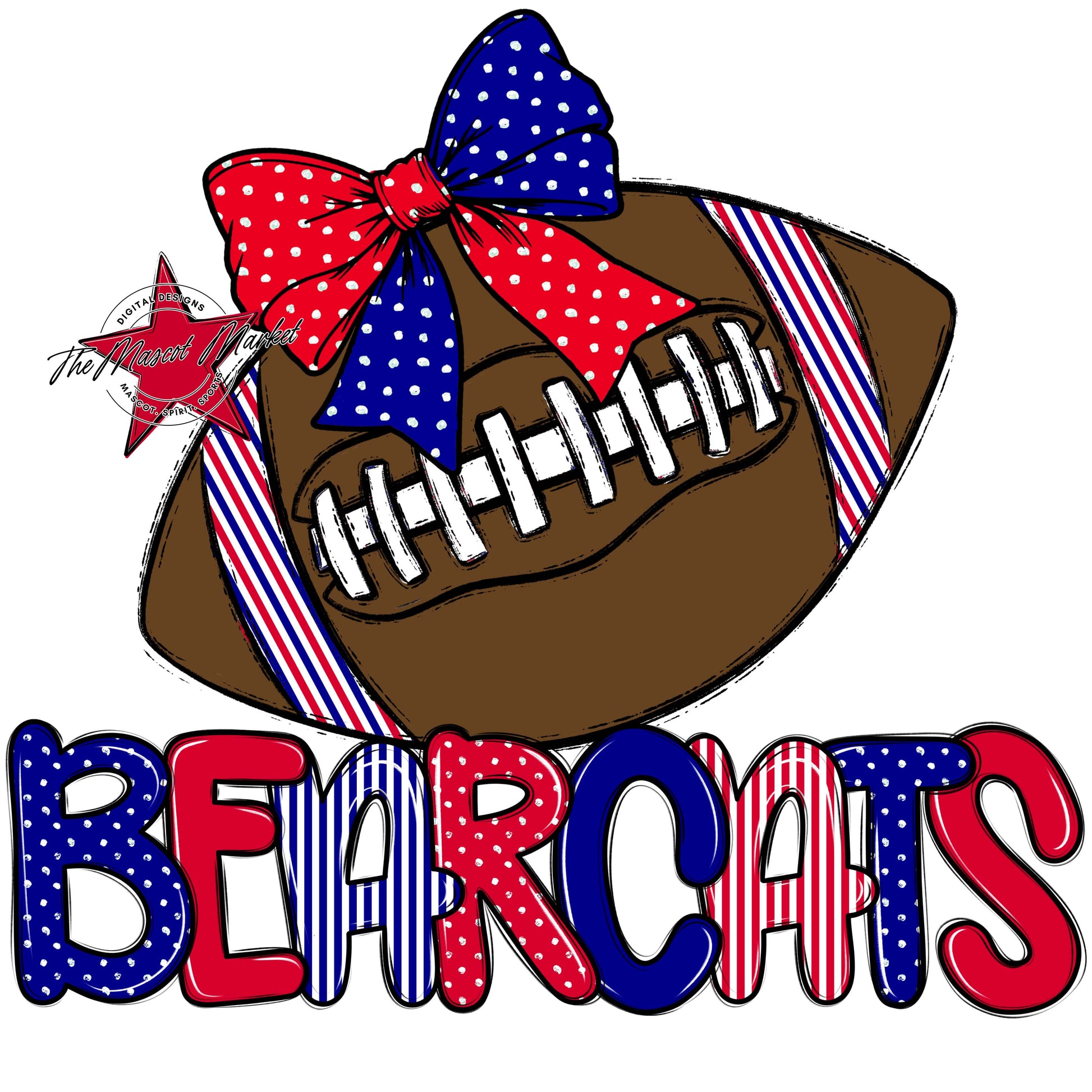 Bearcats Football Spirit Design-Blue & Red