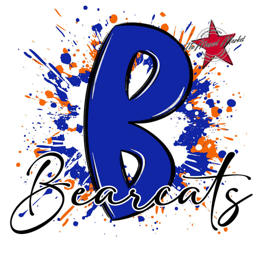 Bearcats Mascot Splatter-Royal Blue & Orange