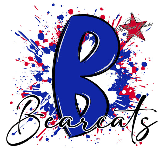 Bearcats Mascot Splatter-Royal Blue & Red
