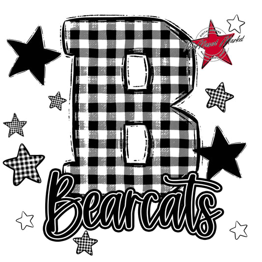 Bearcats Plaid Star Design-Black