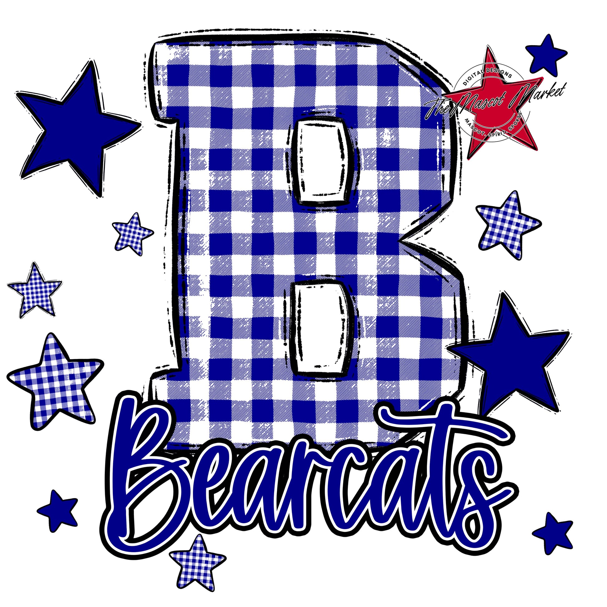 Bearcats Plaid Star Design-Blue