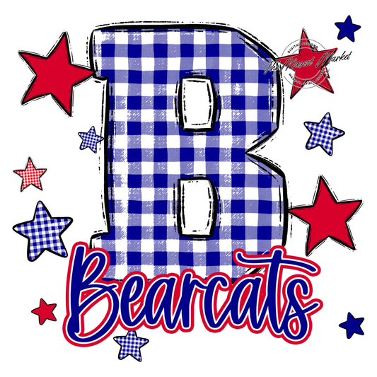Bearcats Plaid Star Design-Blue & Red