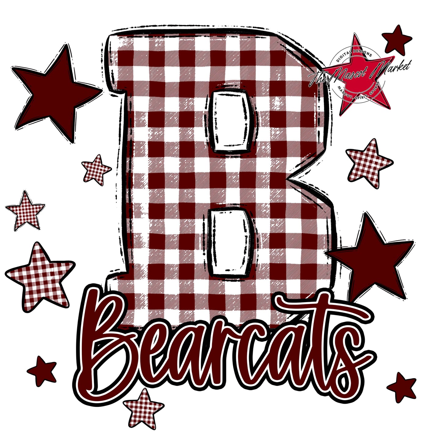 Bearcats Plaid Star Design-Maroon