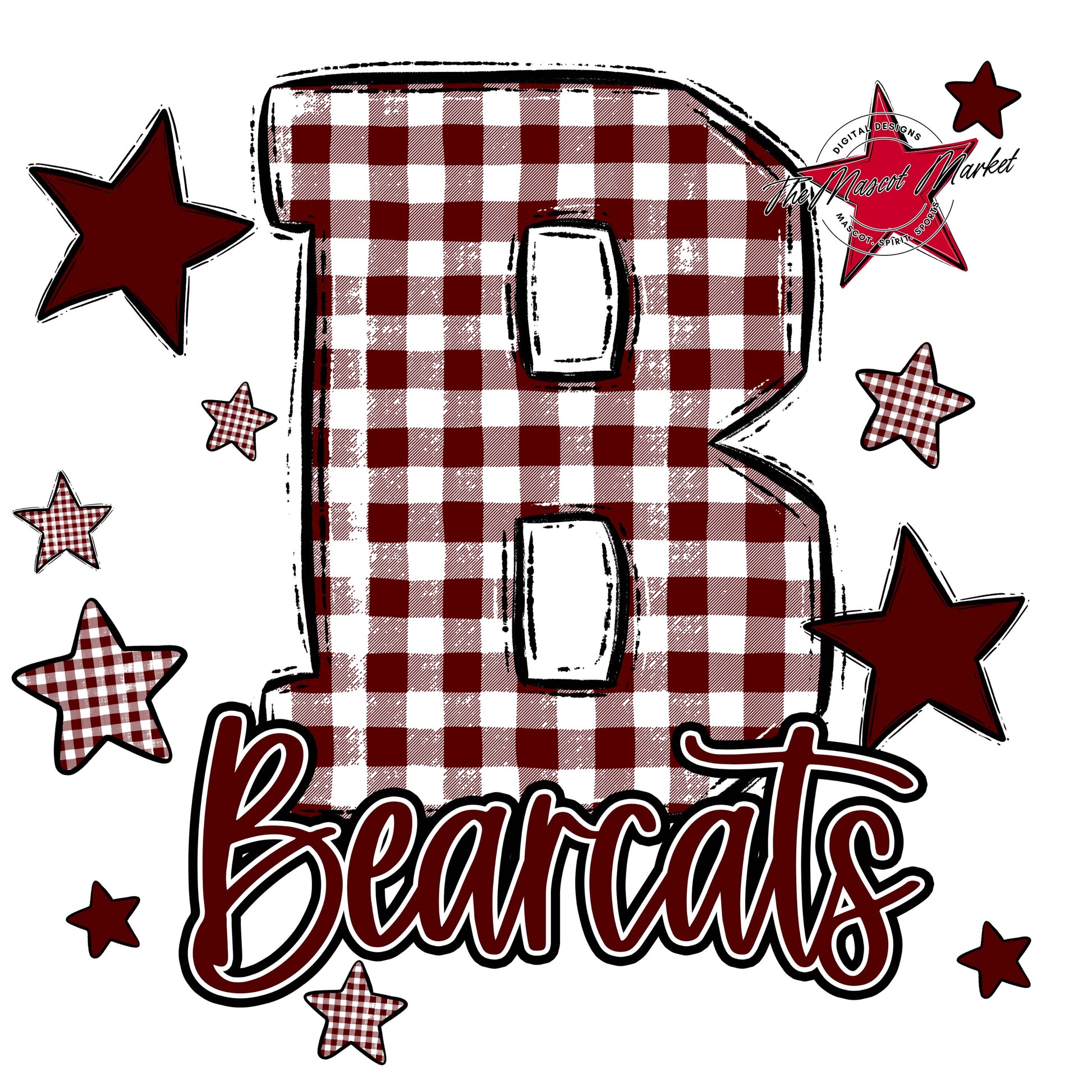 Bearcats Plaid Star Design-Maroon