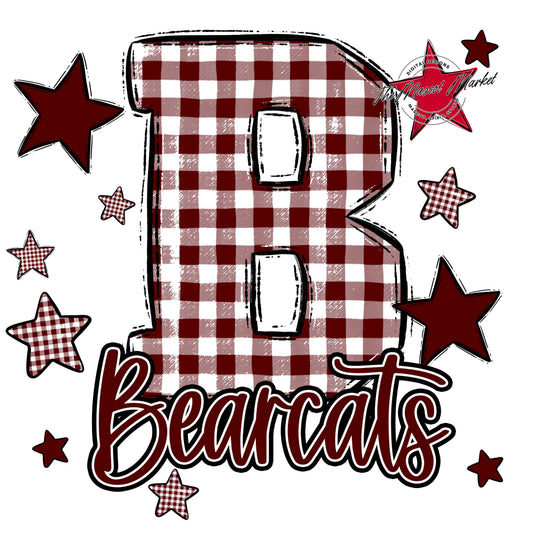 Bearcats Plaid Star Design-Maroon