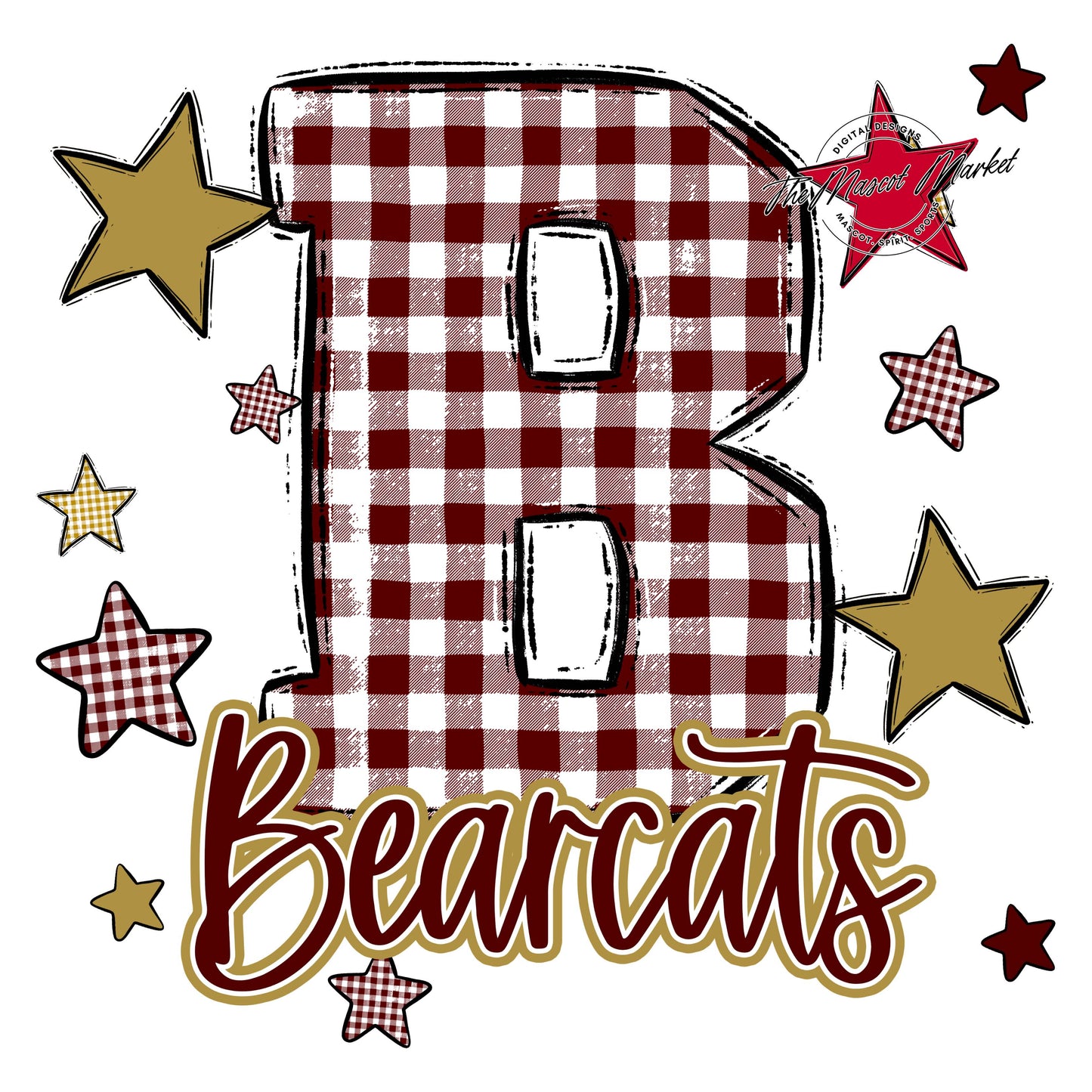 Bearcats Plaid Star Design-Maroon & Gold