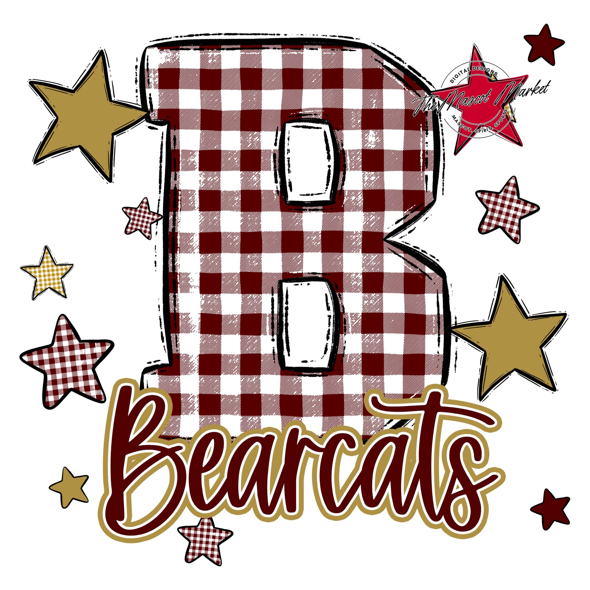 Bearcats Plaid Star Design-Maroon & Gold