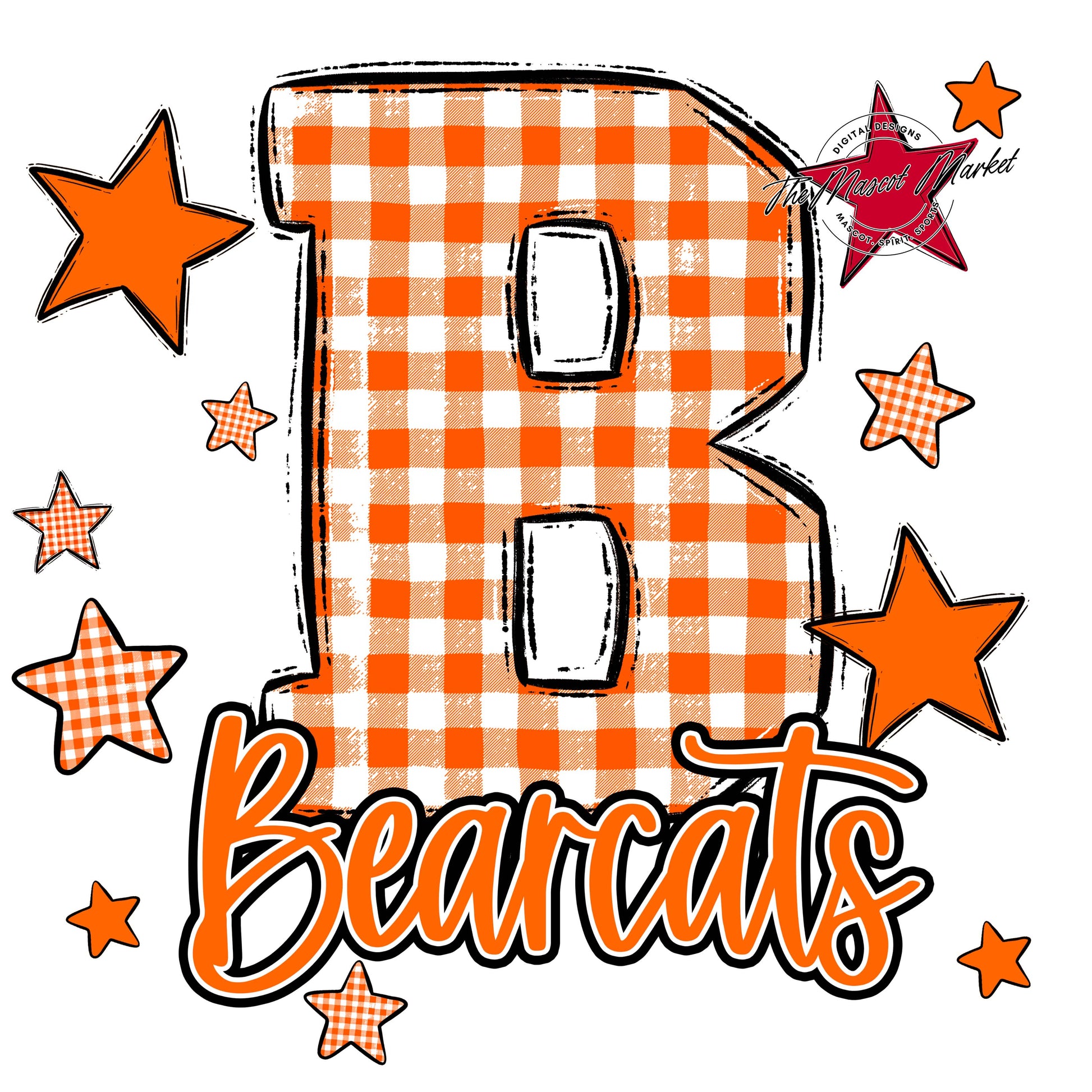Bearcats Plaid Star Design-Orange