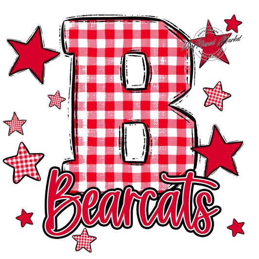 Bearcats Plaid Star Design-Red