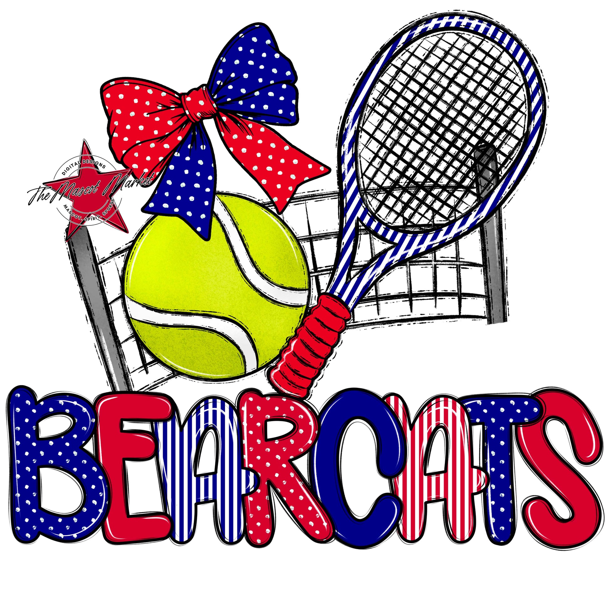 Bearcats Tennis Spirit Design-Blue & Red