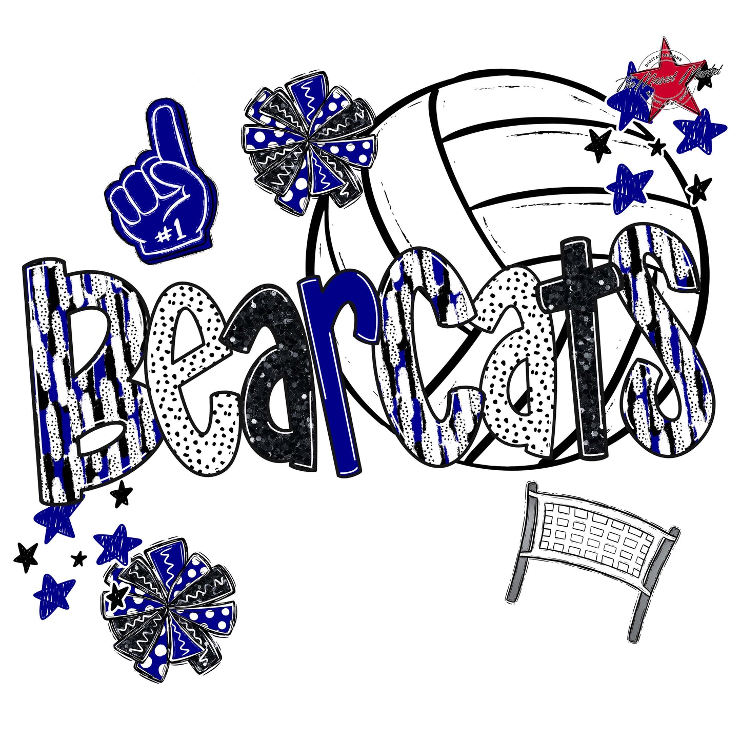 Bearcats Volleyball Scrape-Blue