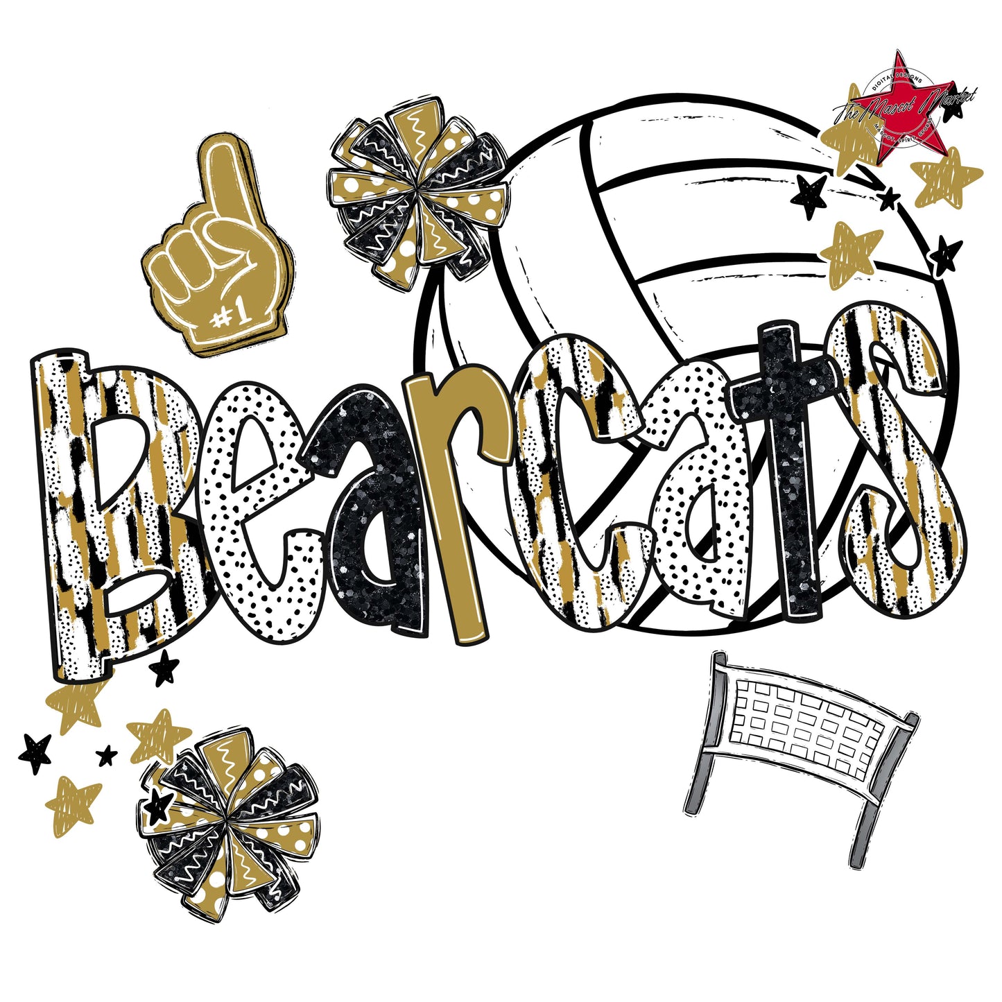 Bearcats Volleyball Scrape-Gold