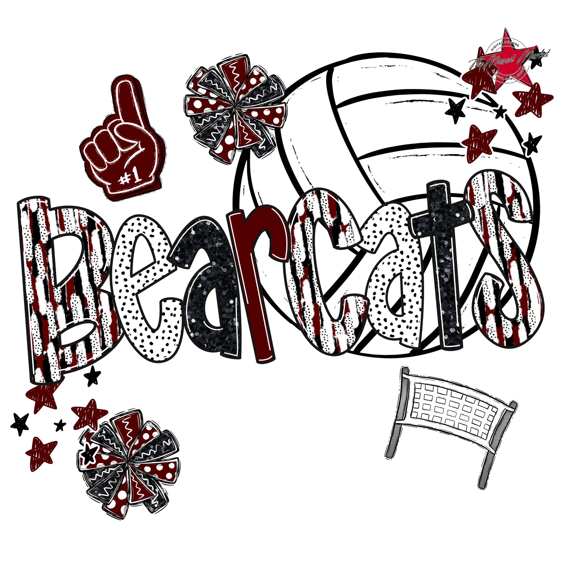 Bearcats Volleyball Scrape-Maroon