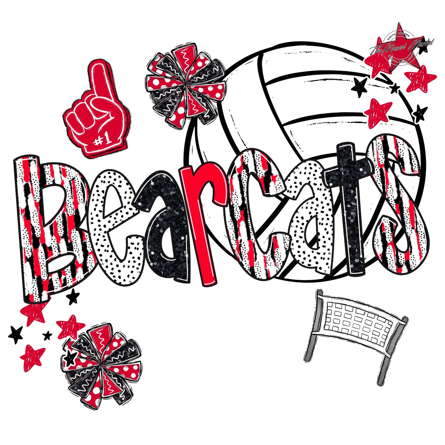 Bearcats Volleyball Scrape-Red