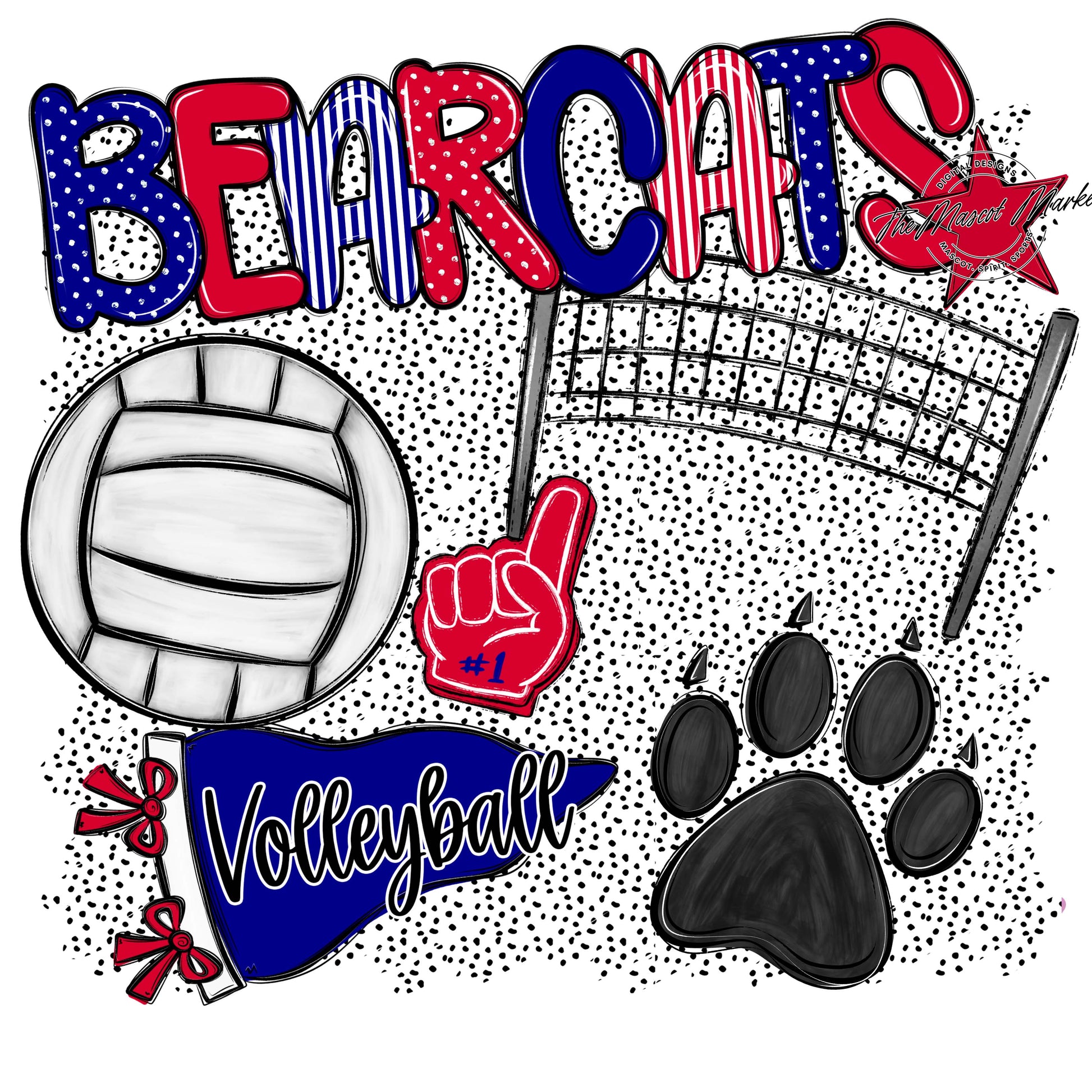 Bearcats Volleyball Spirit-Blue & Red
