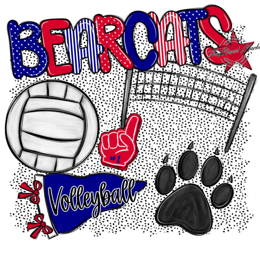 Bearcats Volleyball Spirit-Blue & Red